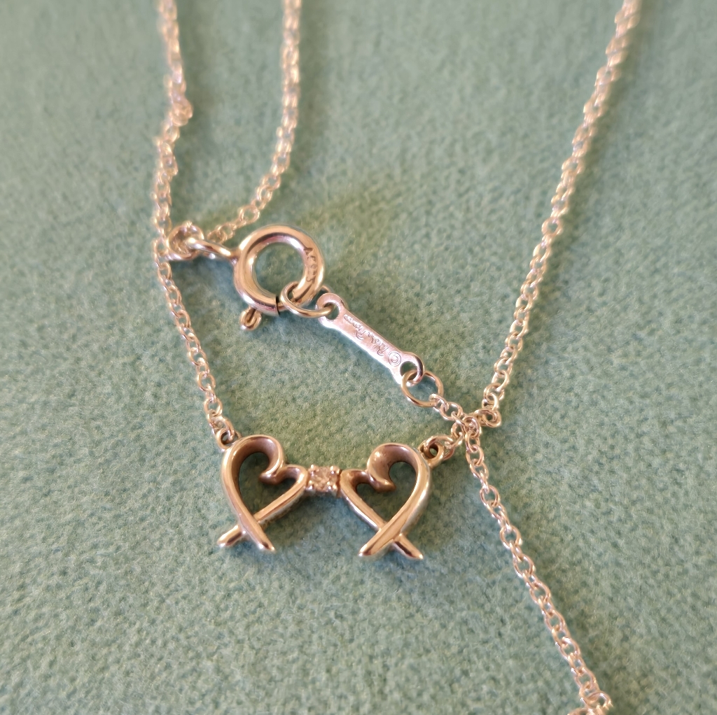 Tiffany & Co Paloma Picasso Double Heart With Diamond Necklace